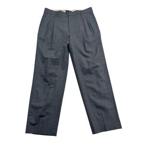 vtg Banana Republic 35x31 Gray Glen Plaid Wool Pants Trousers Pleated High Waist